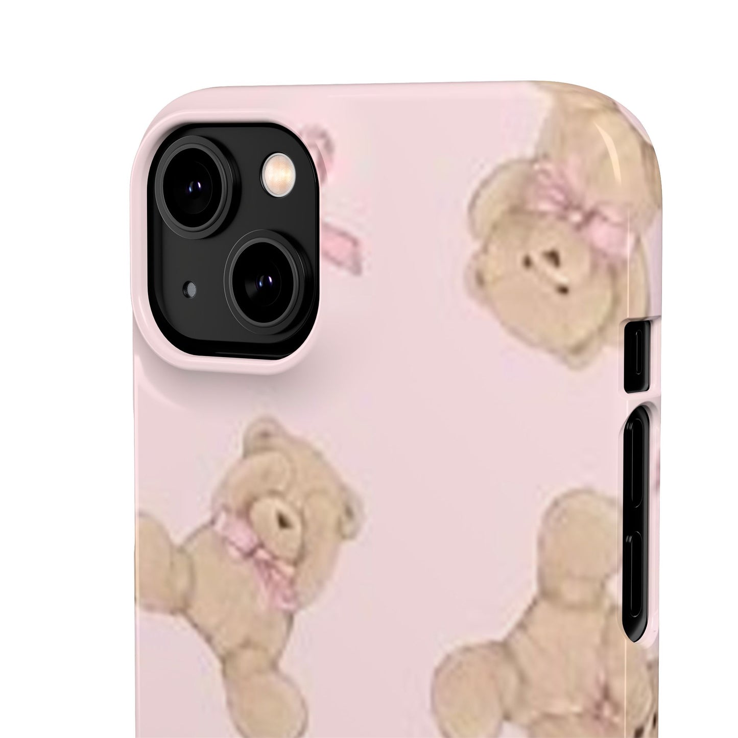 pink background teddy bear phone case