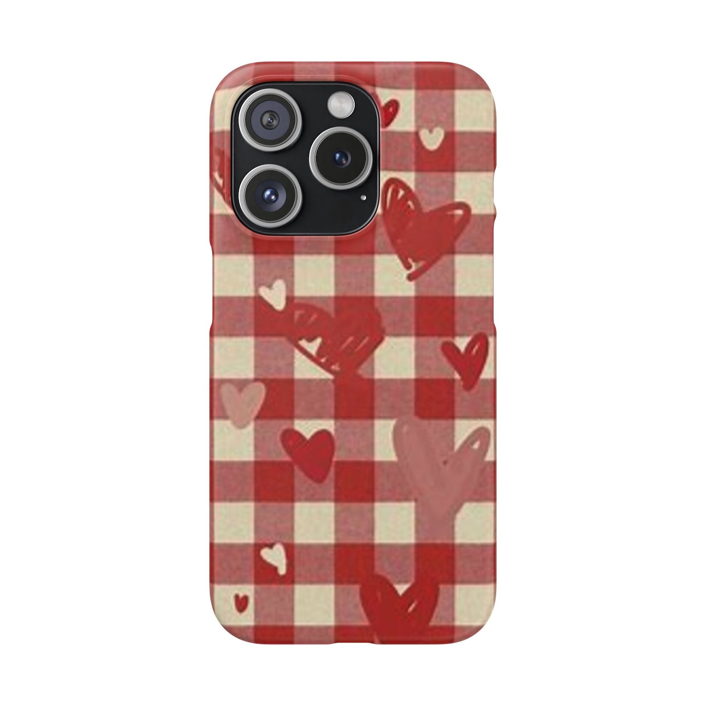 red plaid hearts phone case