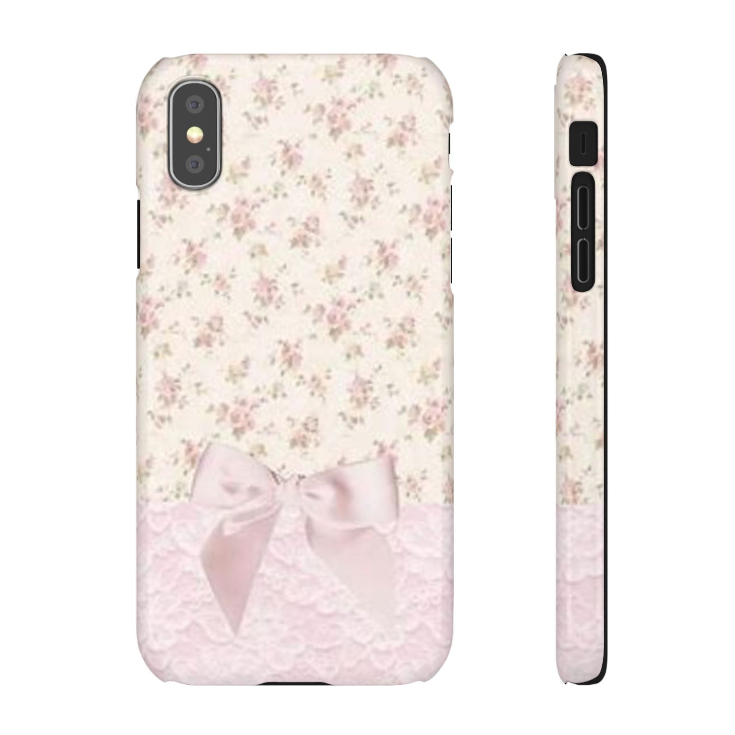 pink flower lace bow phone case