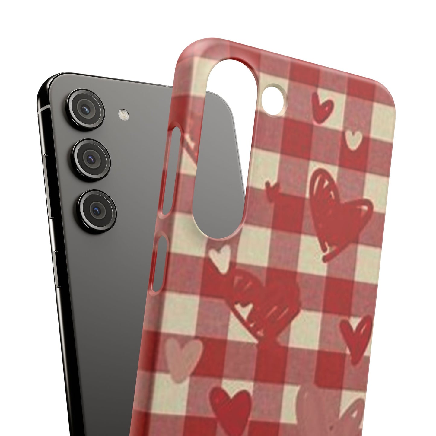 red plaid hearts phone case