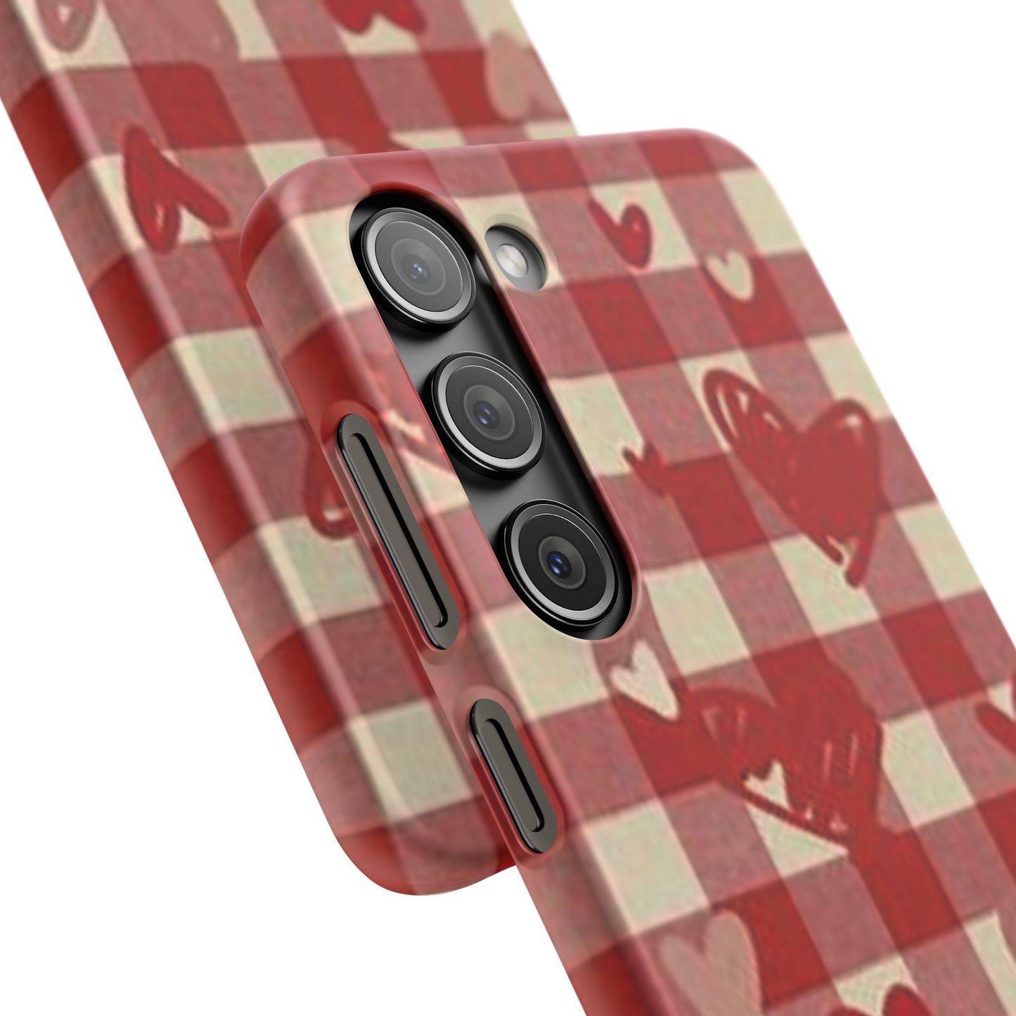 red plaid hearts phone case