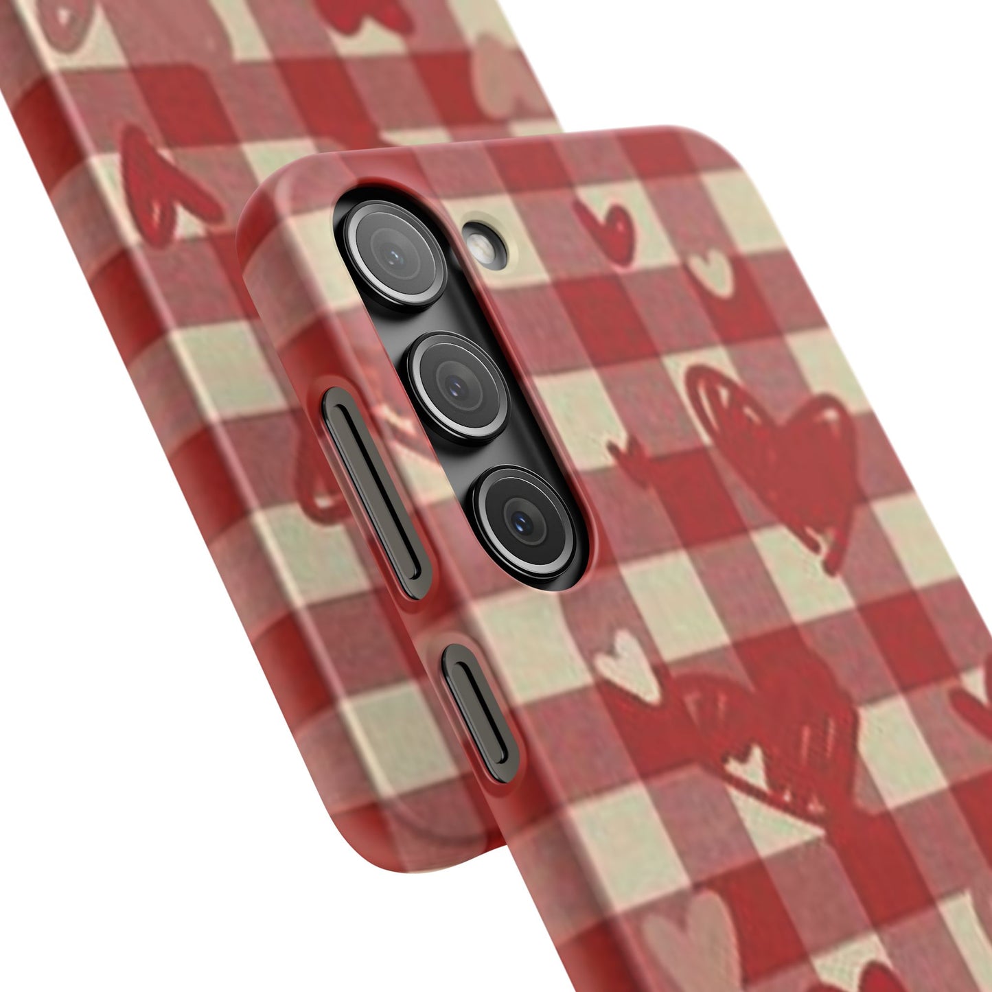 red plaid hearts phone case