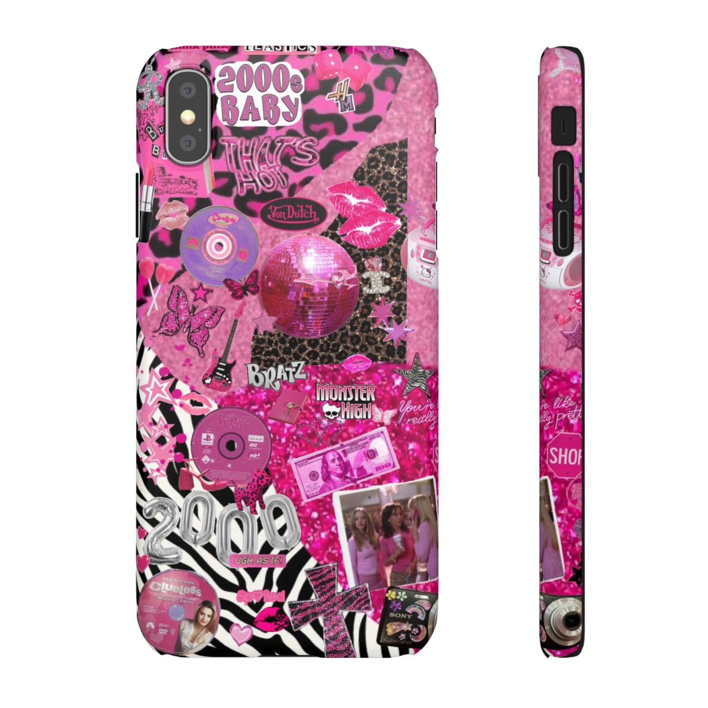 y2k trashy pink phone case