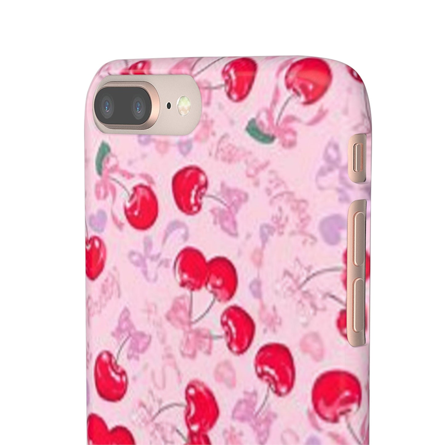 pink bow tied cherry pattern phone case