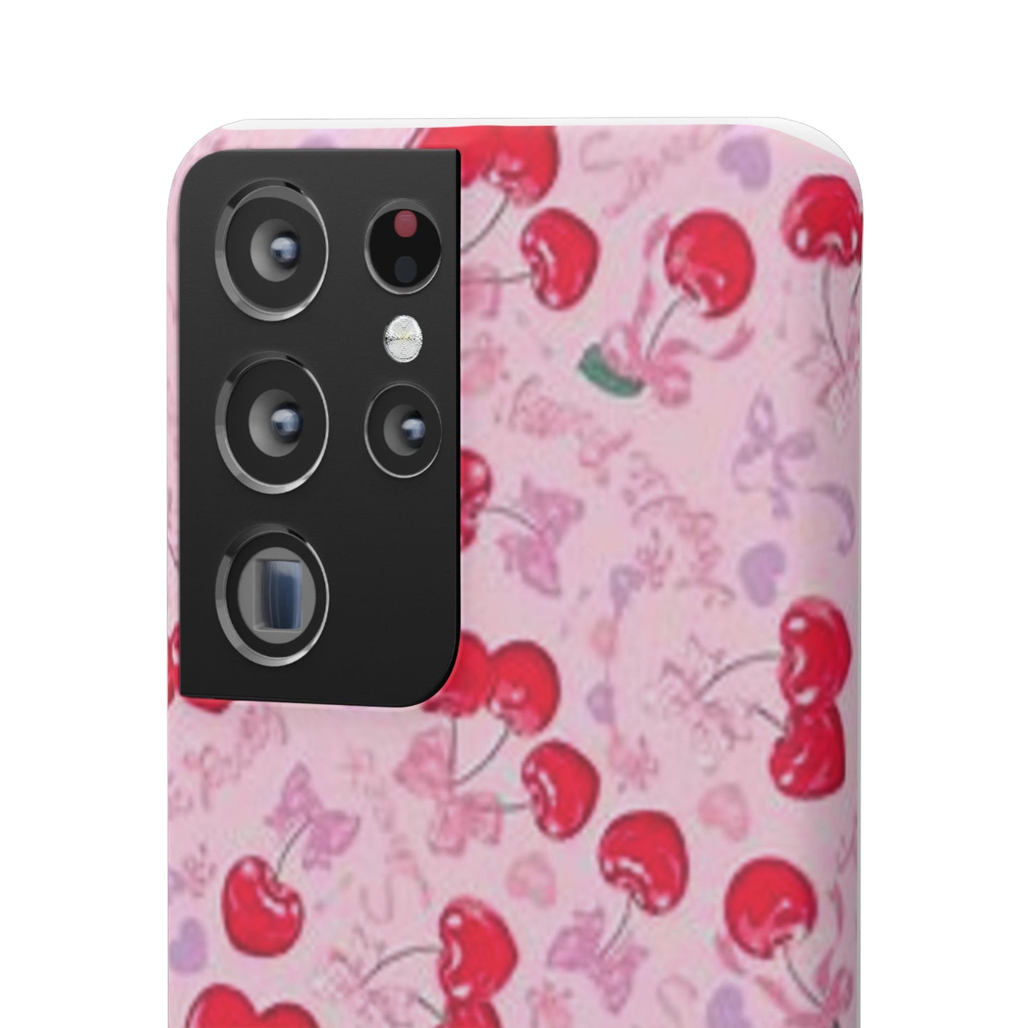 pink bow tied cherry pattern phone case