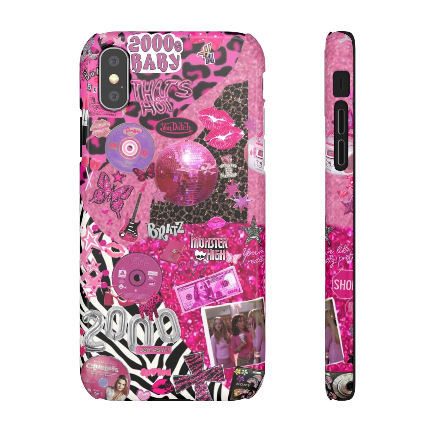 y2k trashy pink phone case