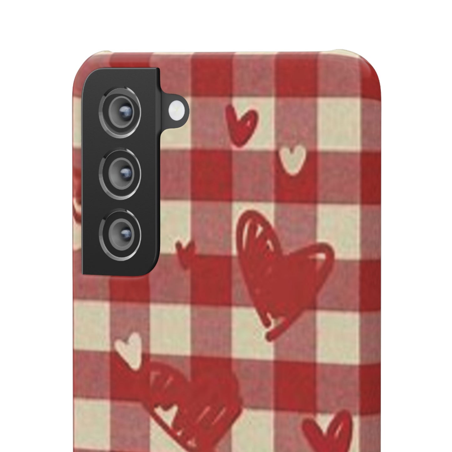 red plaid hearts phone case