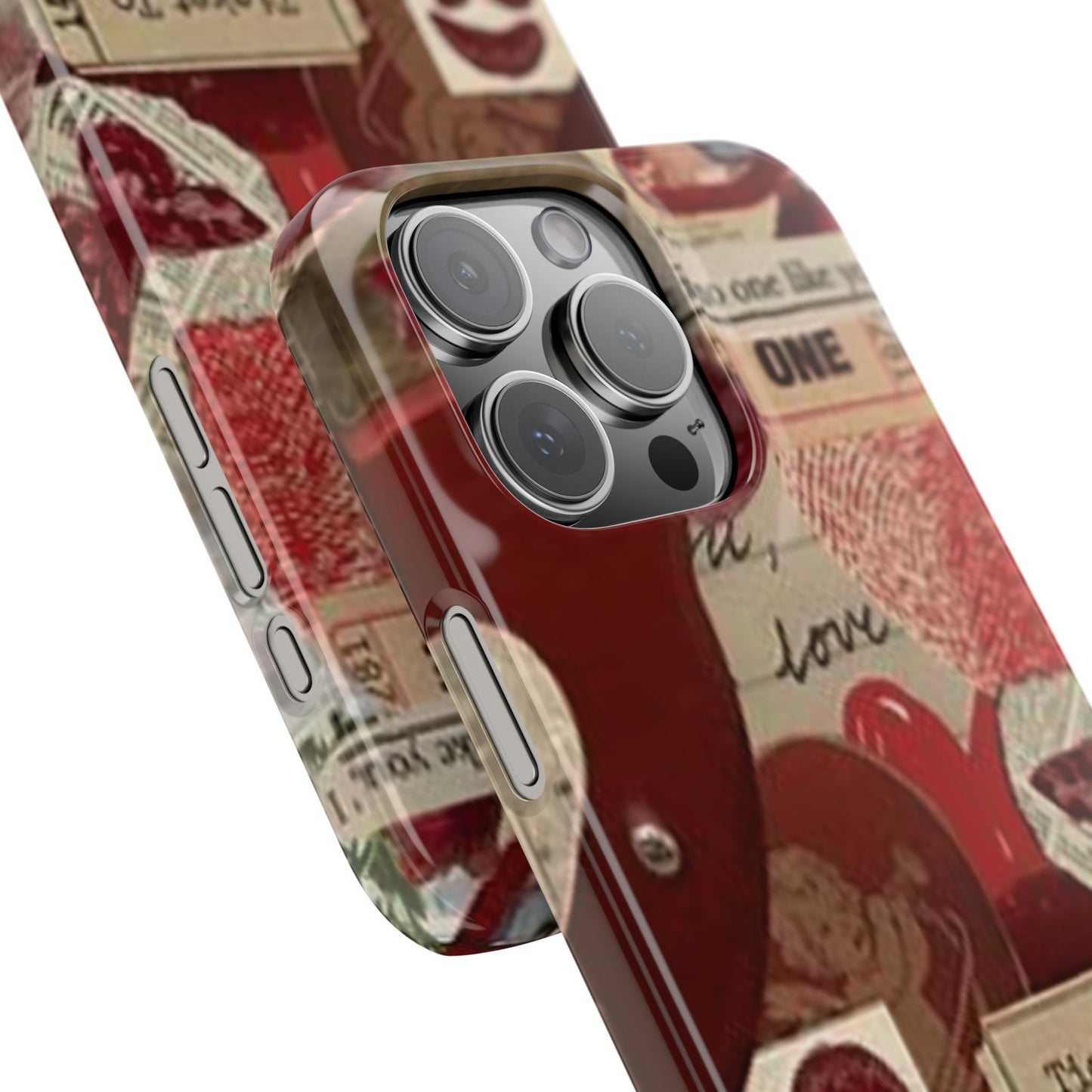 red collage phone case