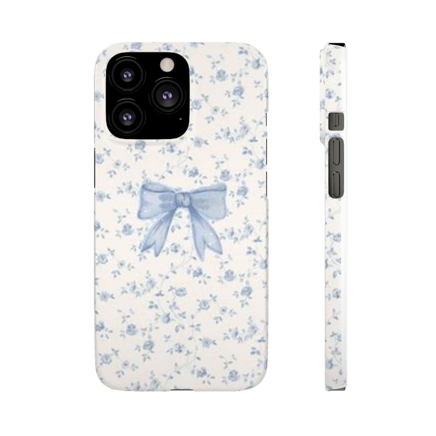 blue flowers and bow phone case