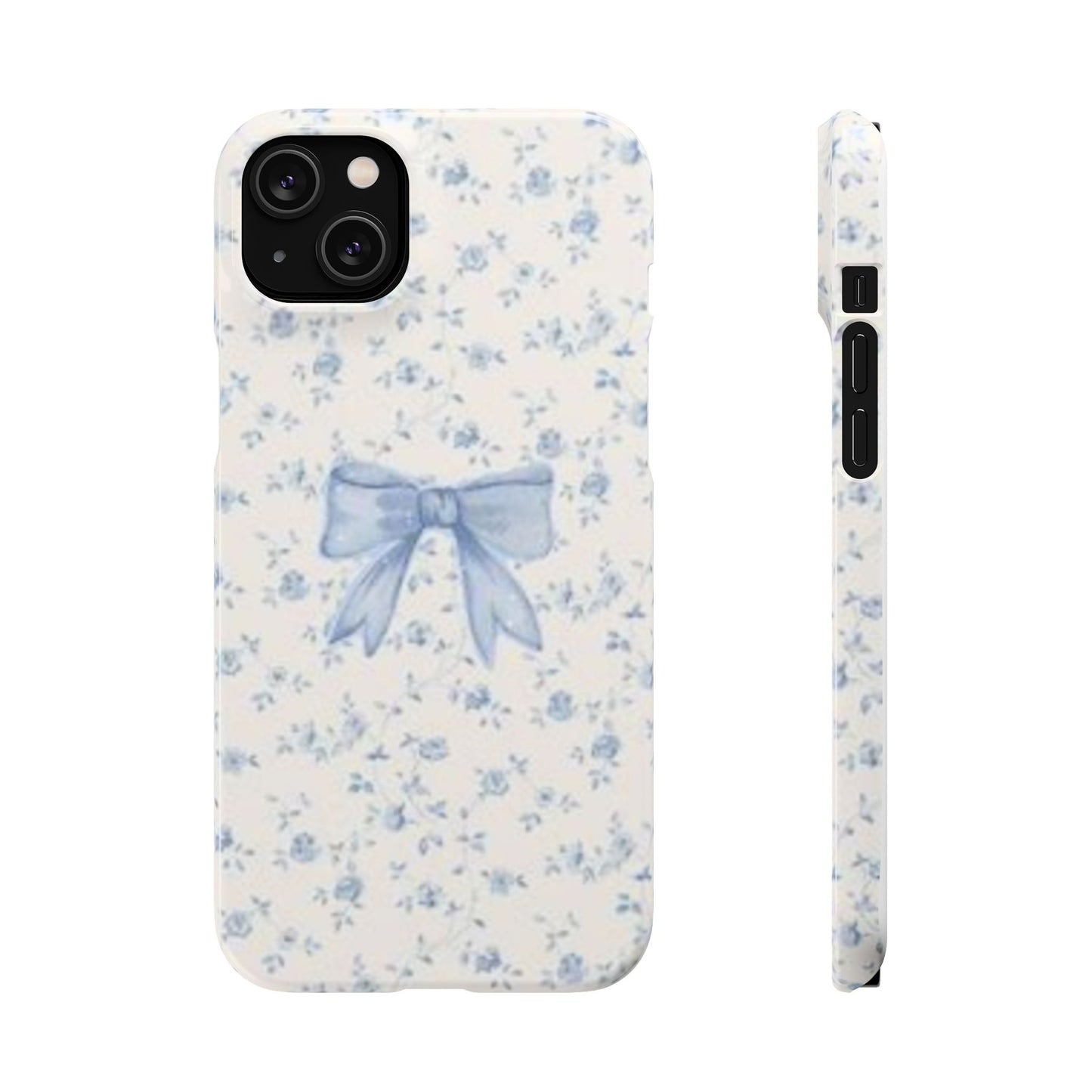 blue flowers and bow phone case