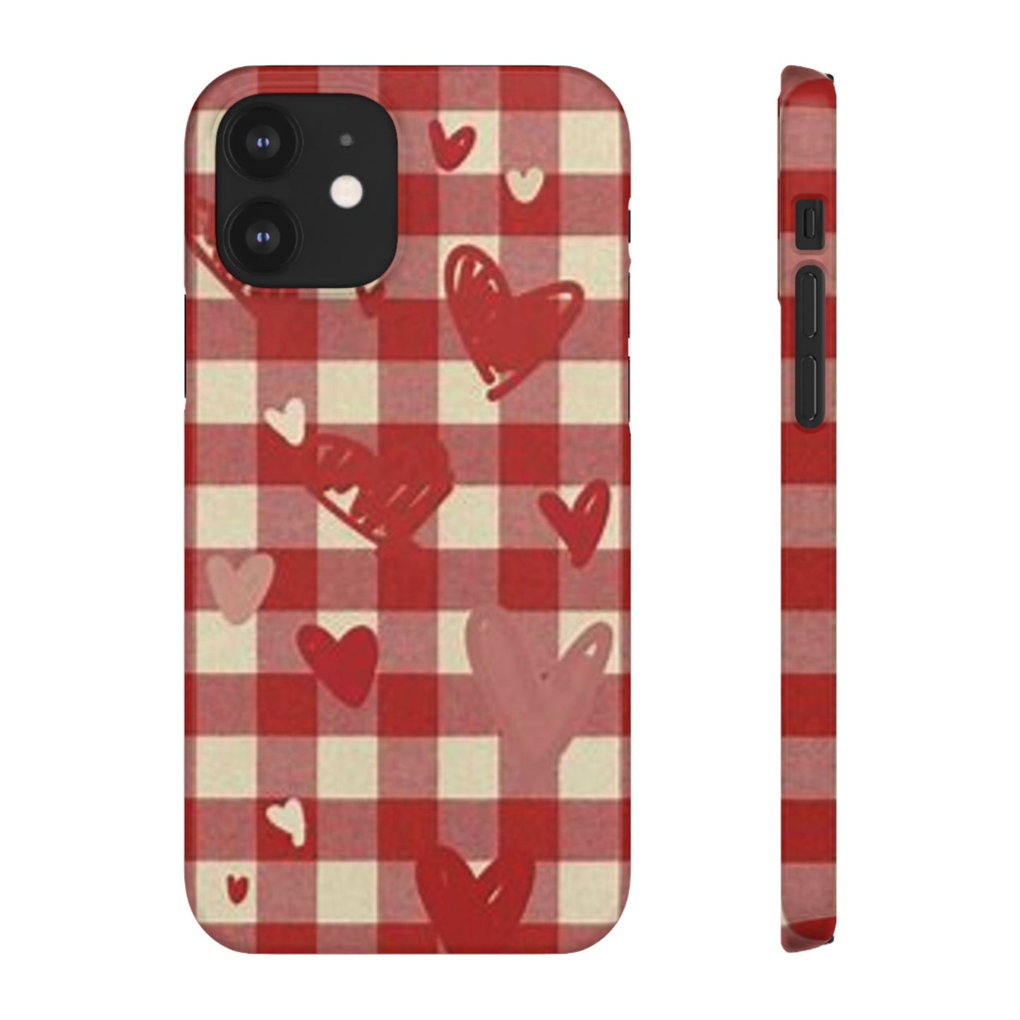 red plaid hearts phone case