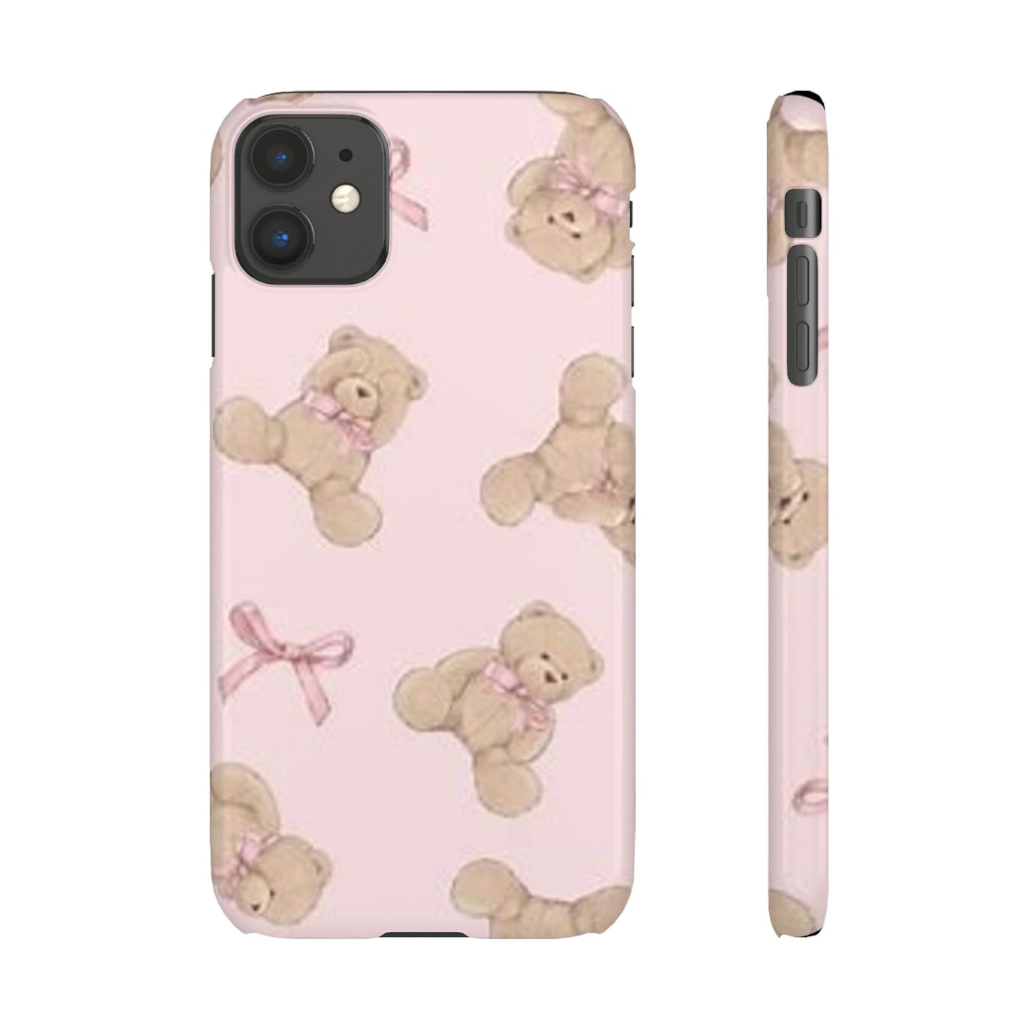 pink background teddy bear phone case