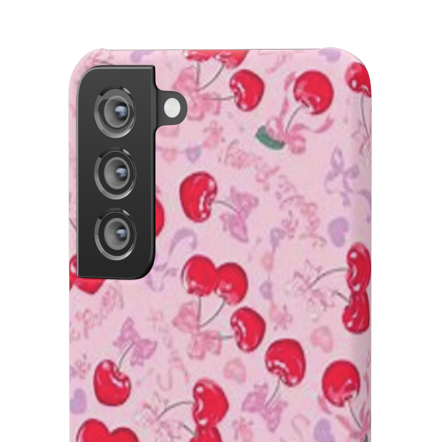 pink bow tied cherry pattern phone case