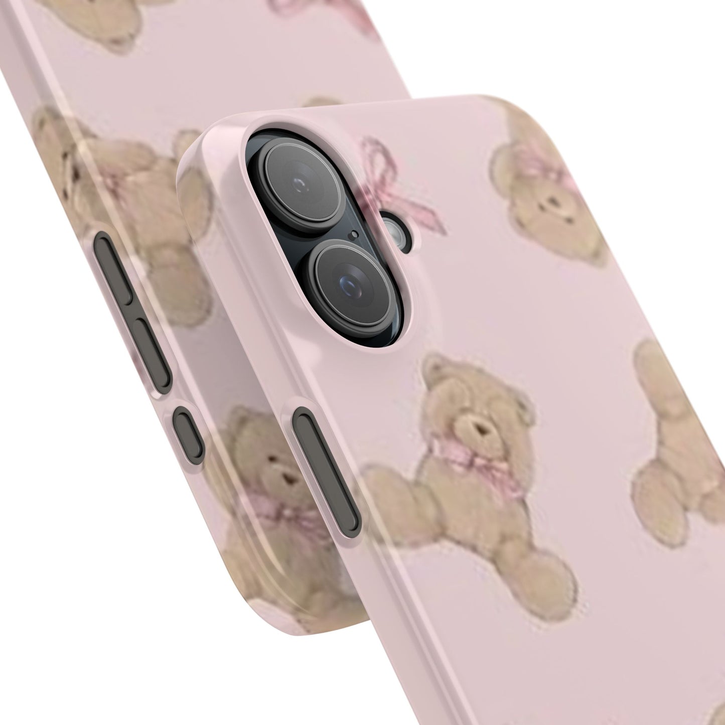 pink background teddy bear phone case