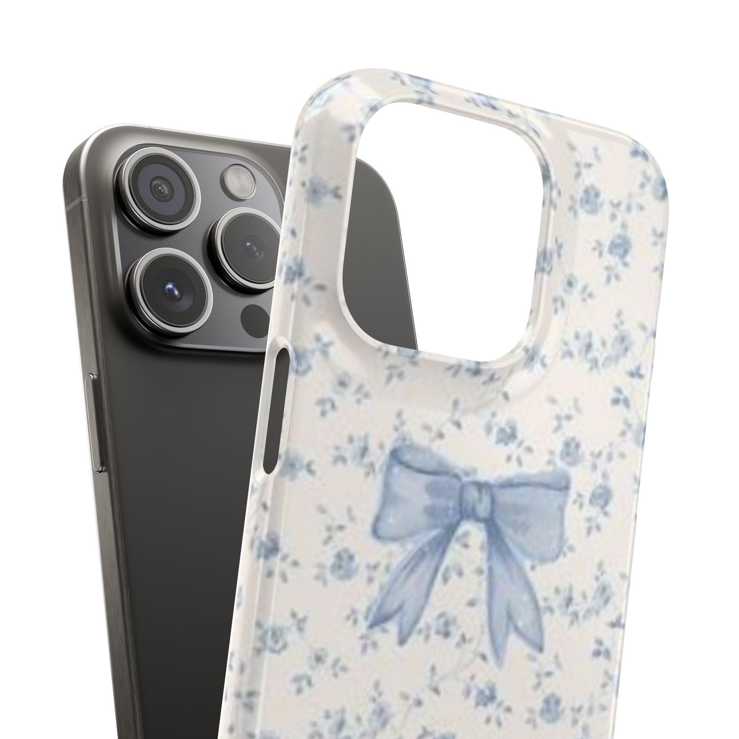 blue flowers and bow phone case