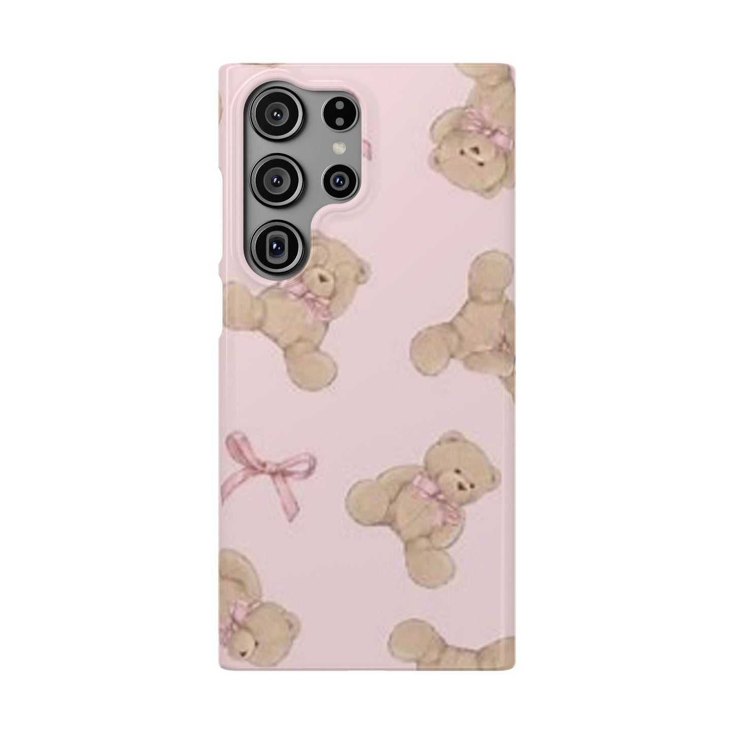 pink background teddy bear phone case