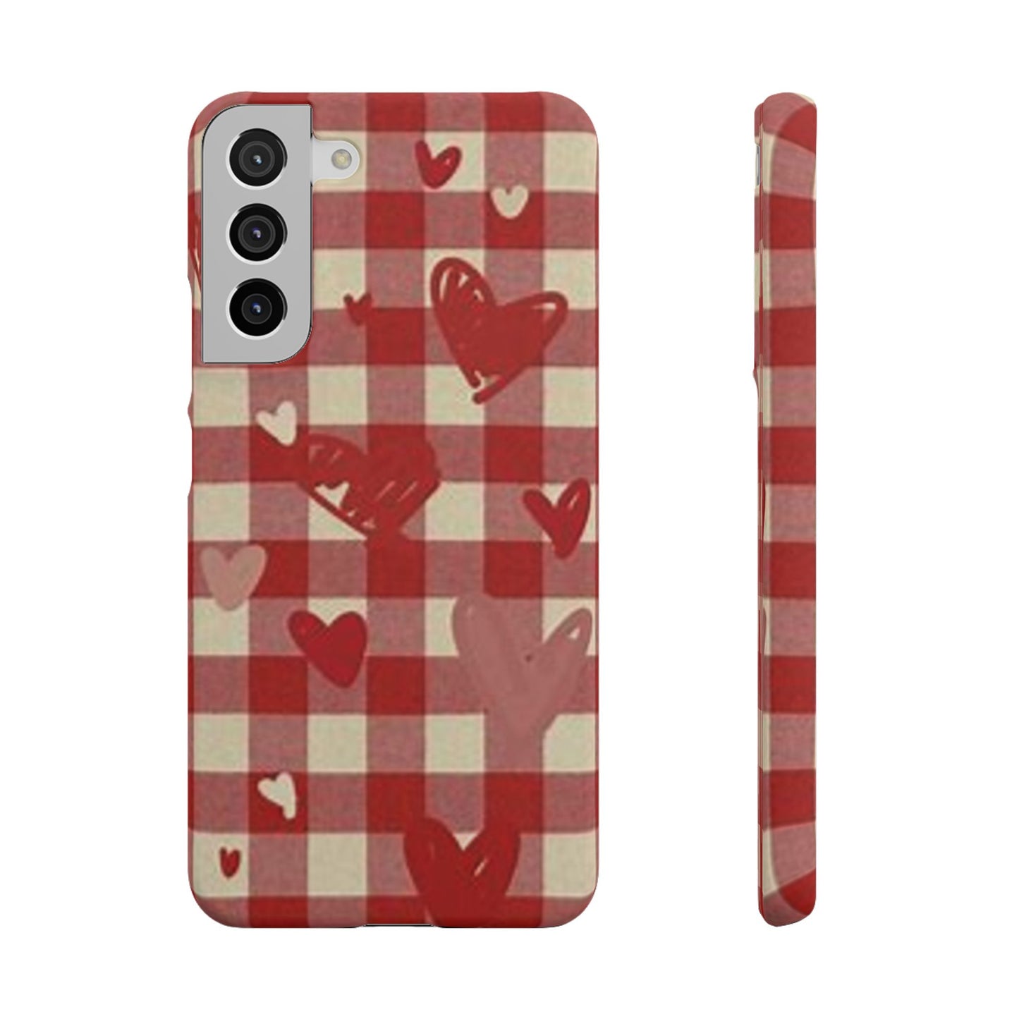 red plaid hearts phone case