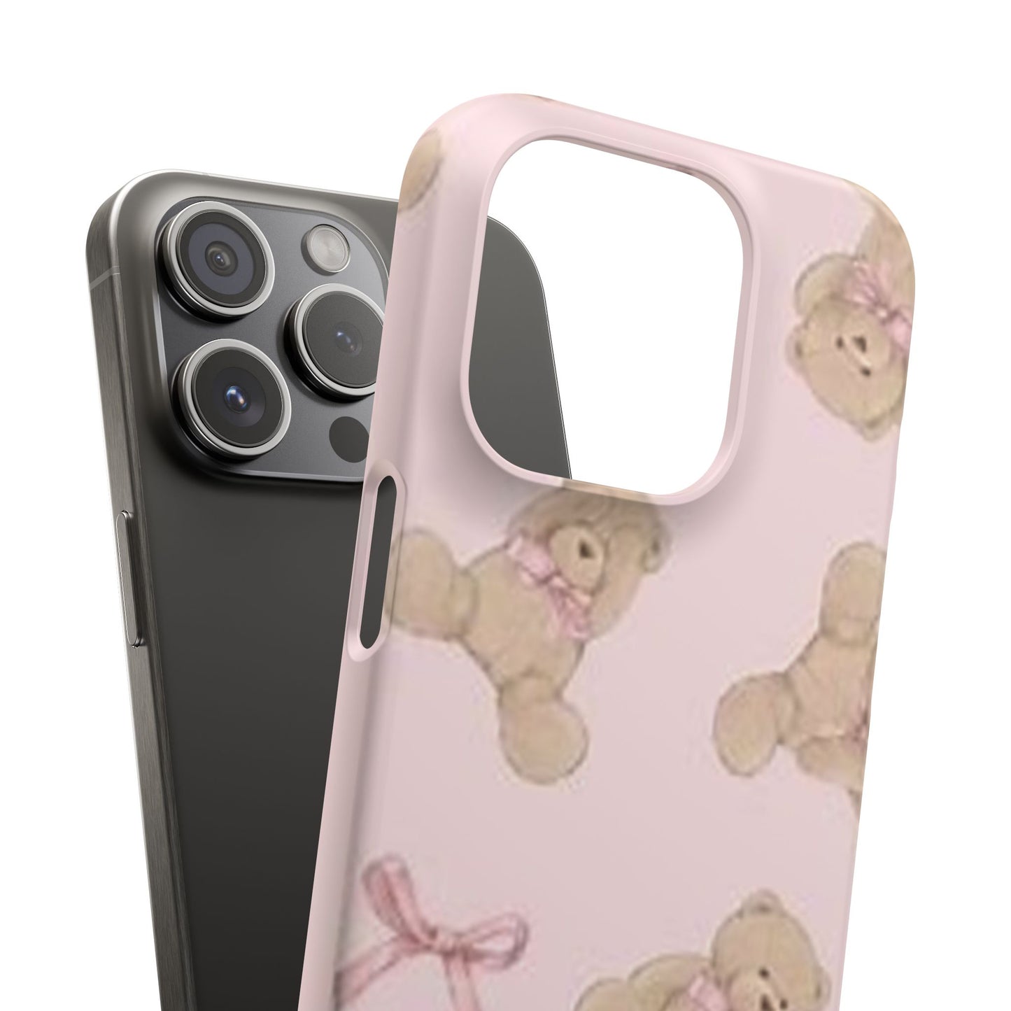 pink background teddy bear phone case