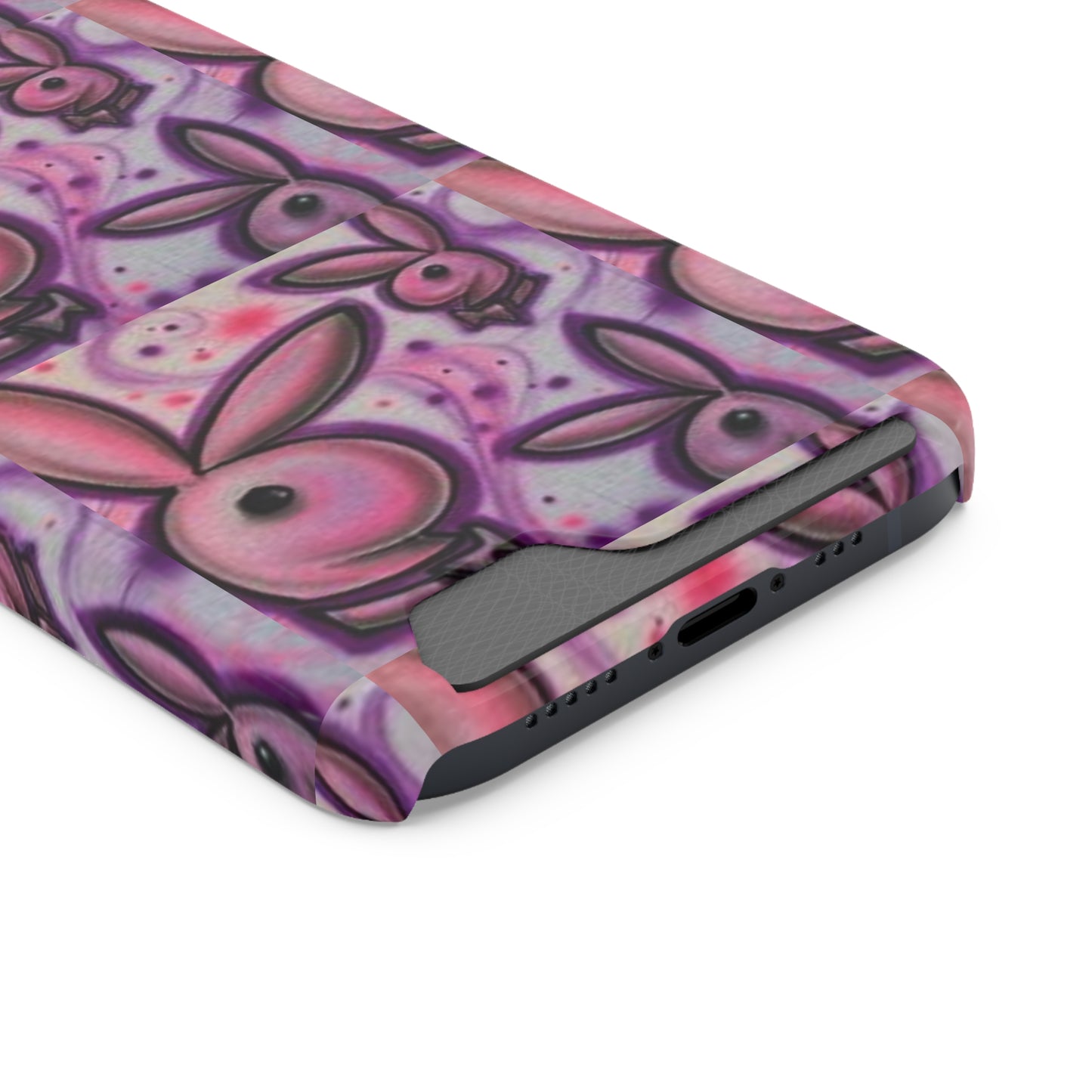 purple bunny Phone Case With Card Holder