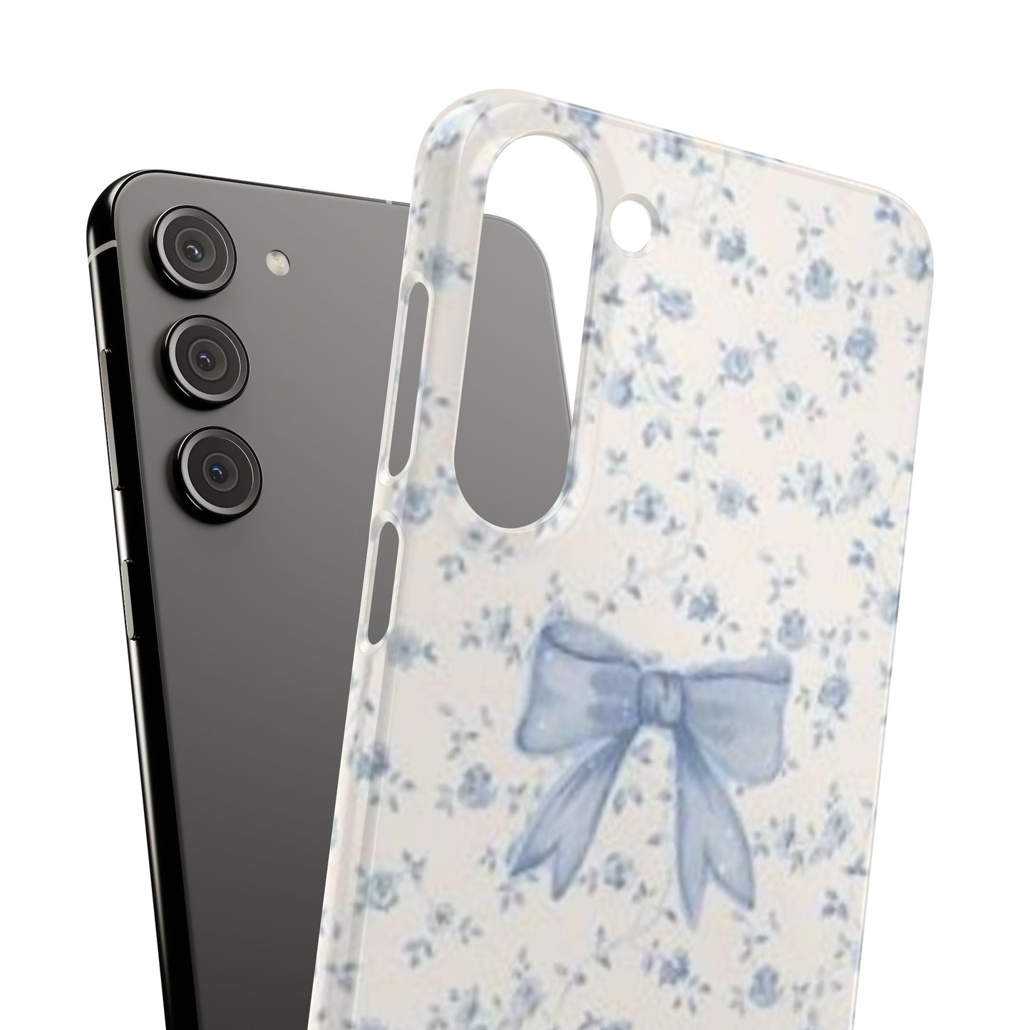 blue flowers and bow phone case