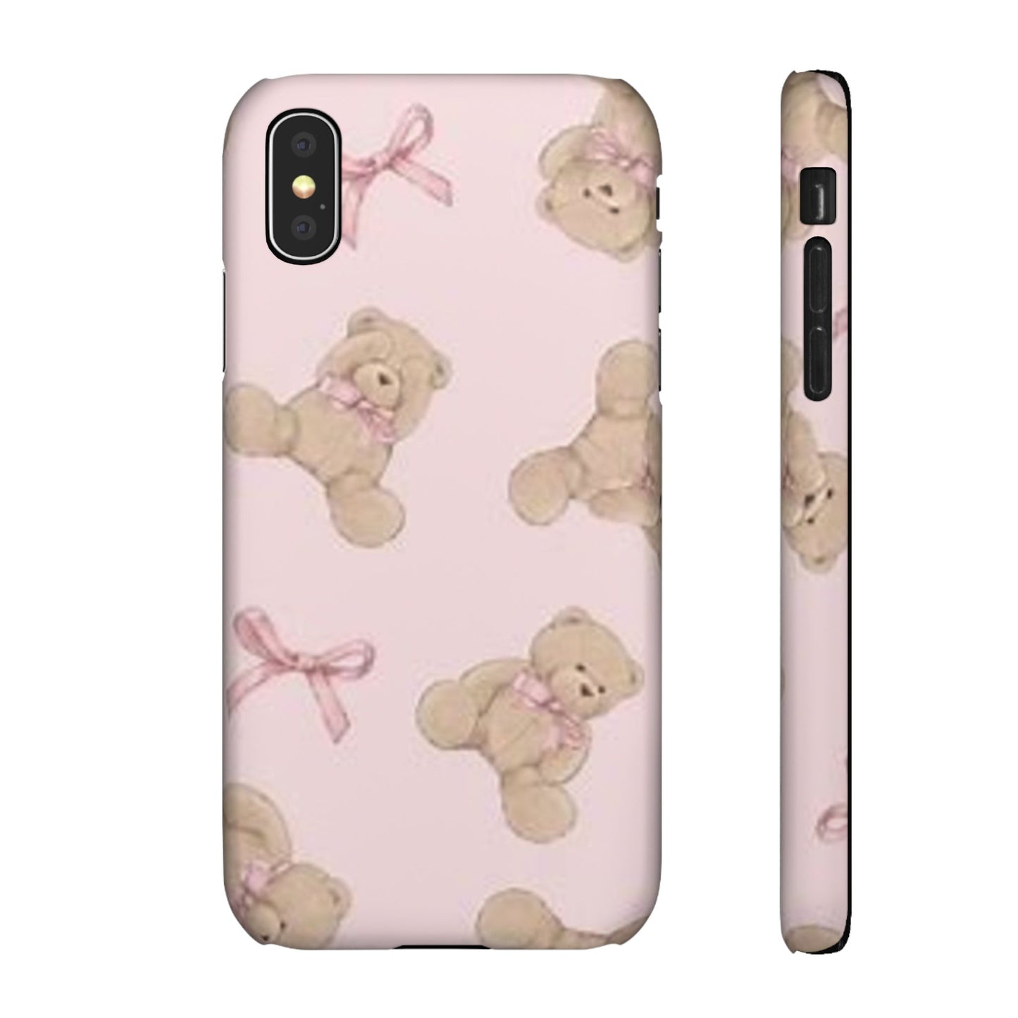 pink background teddy bear phone case