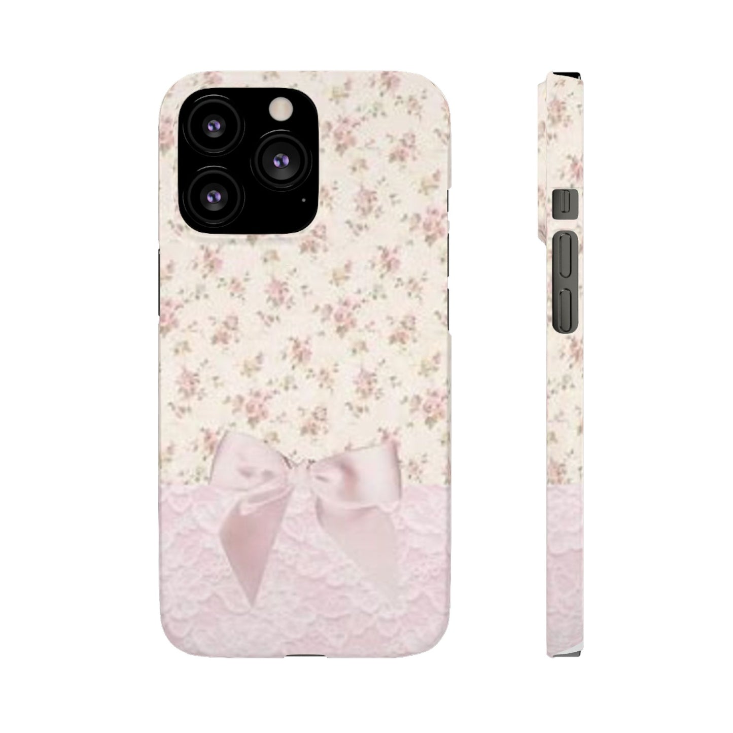 pink flower lace bow phone case