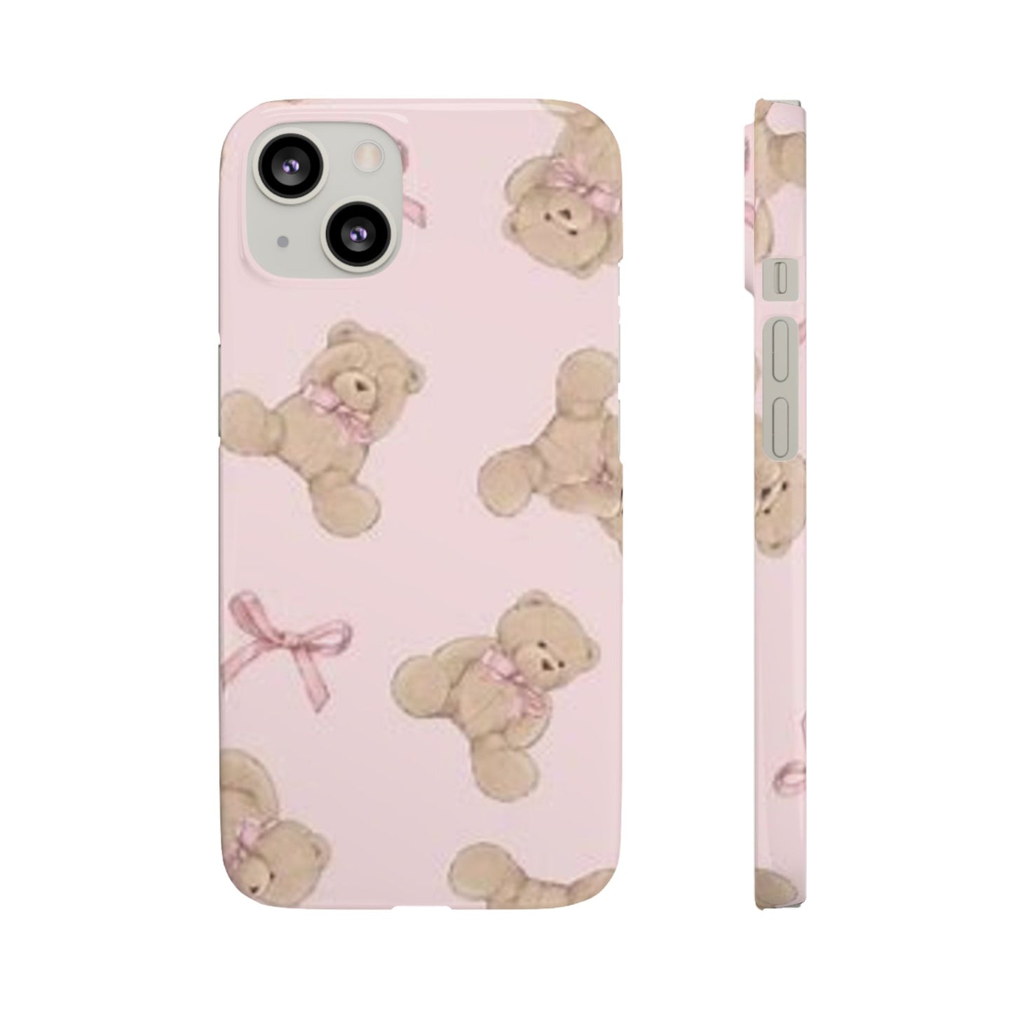 pink background teddy bear phone case