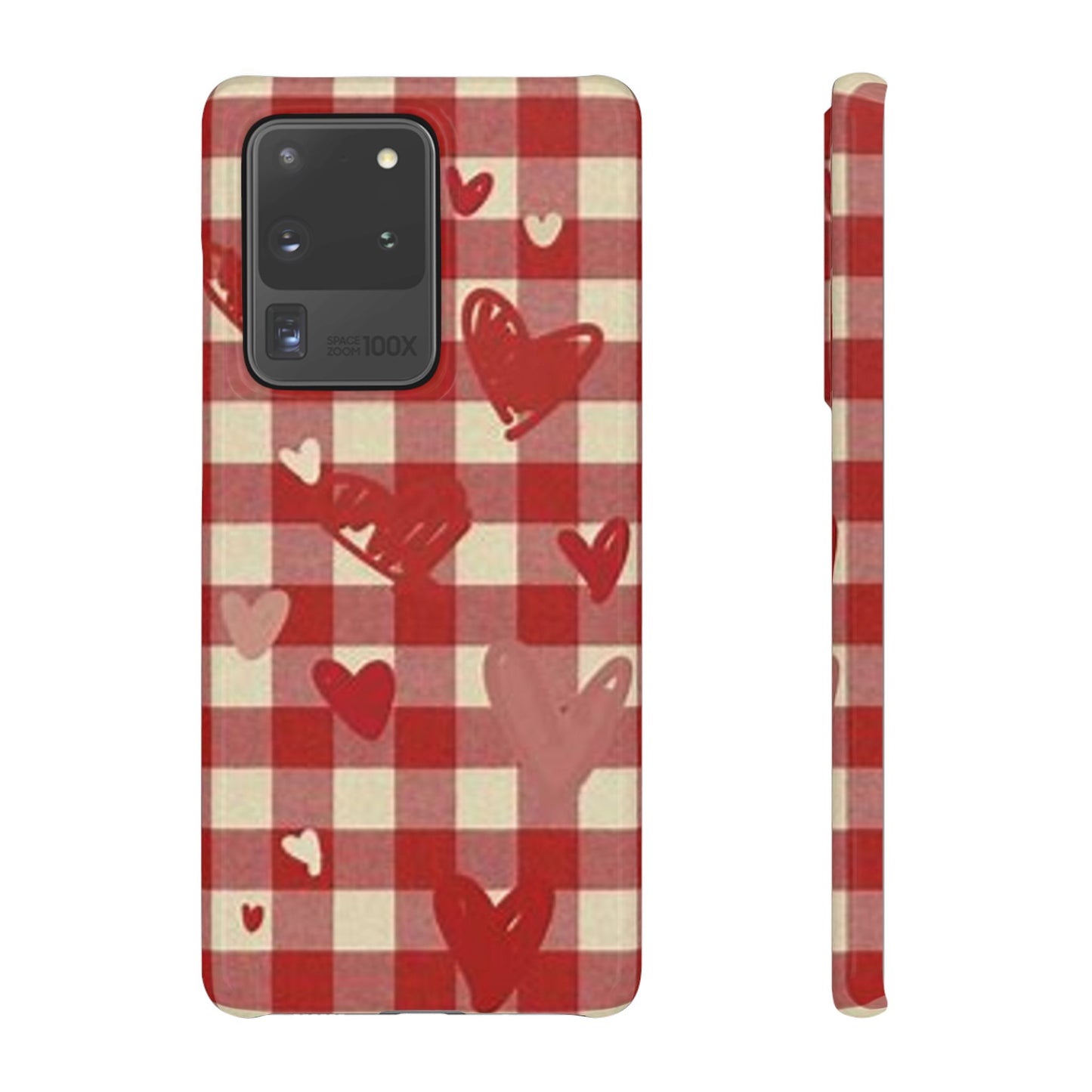 red plaid hearts phone case