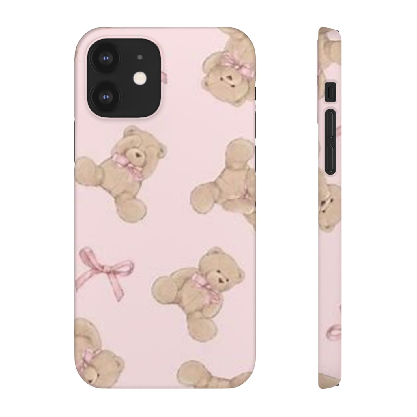 pink background teddy bear phone case