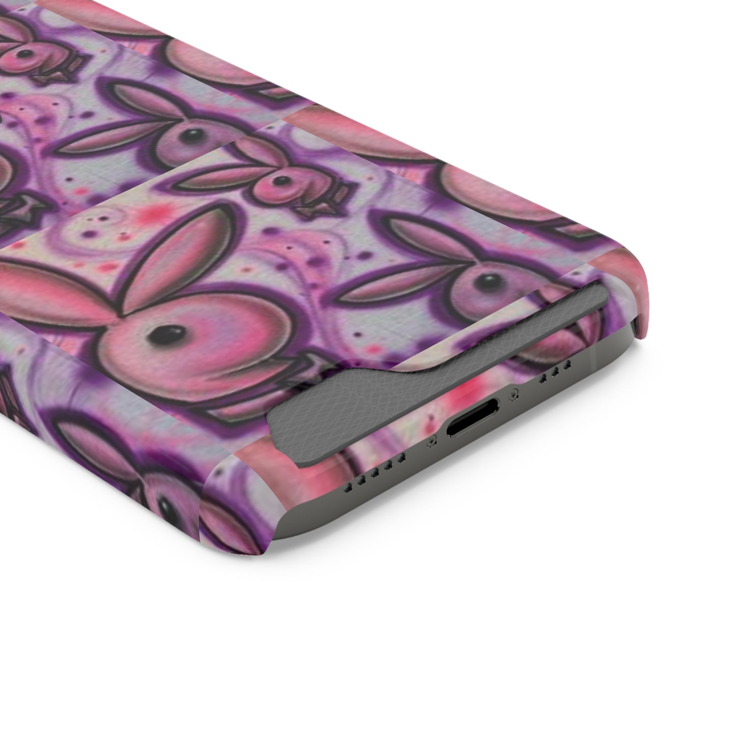 purple bunny Phone Case With Card Holder