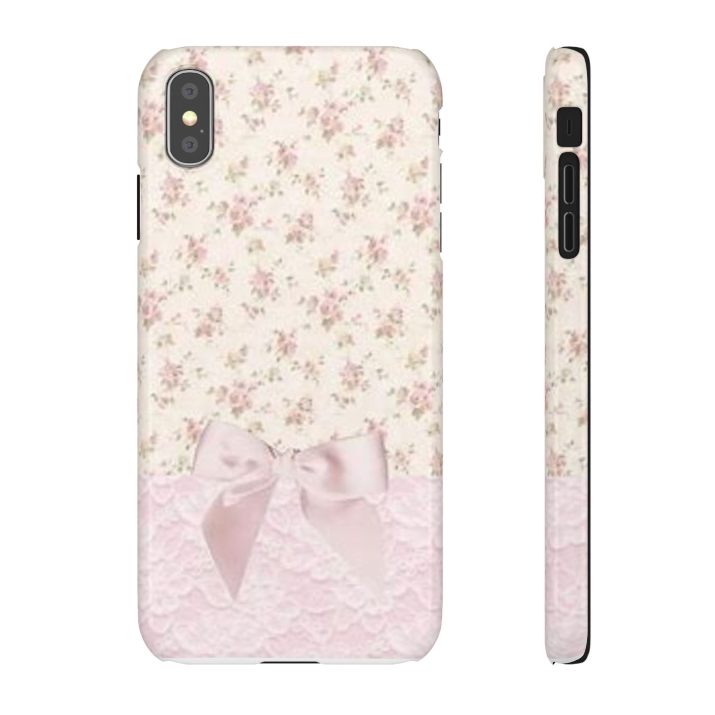 pink flower lace bow phone case