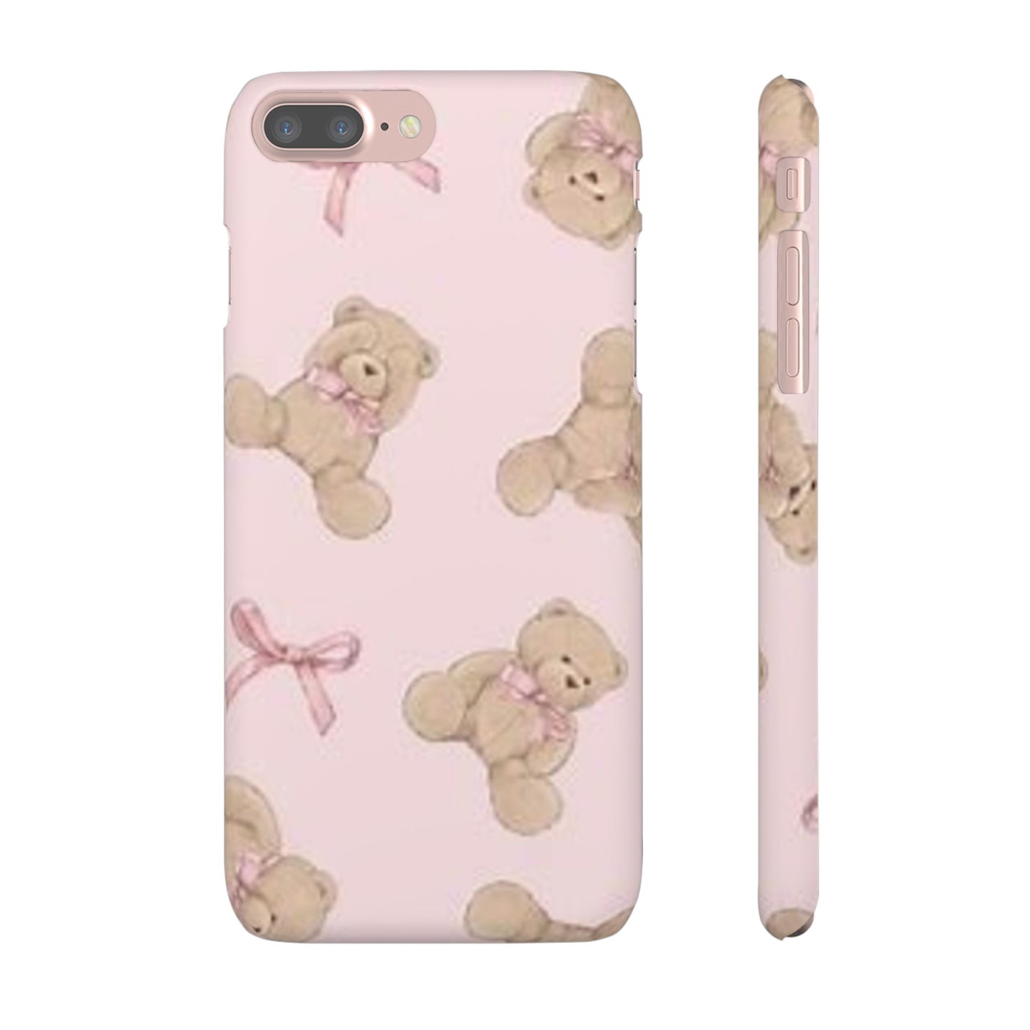 pink background teddy bear phone case