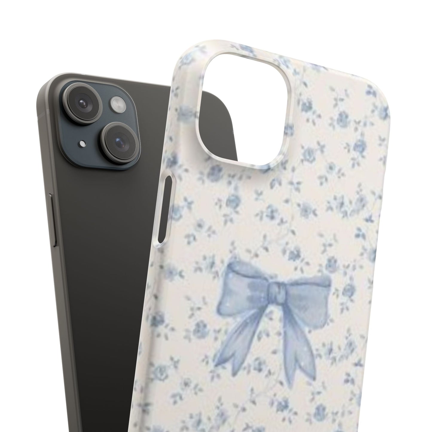 blue flowers and bow phone case