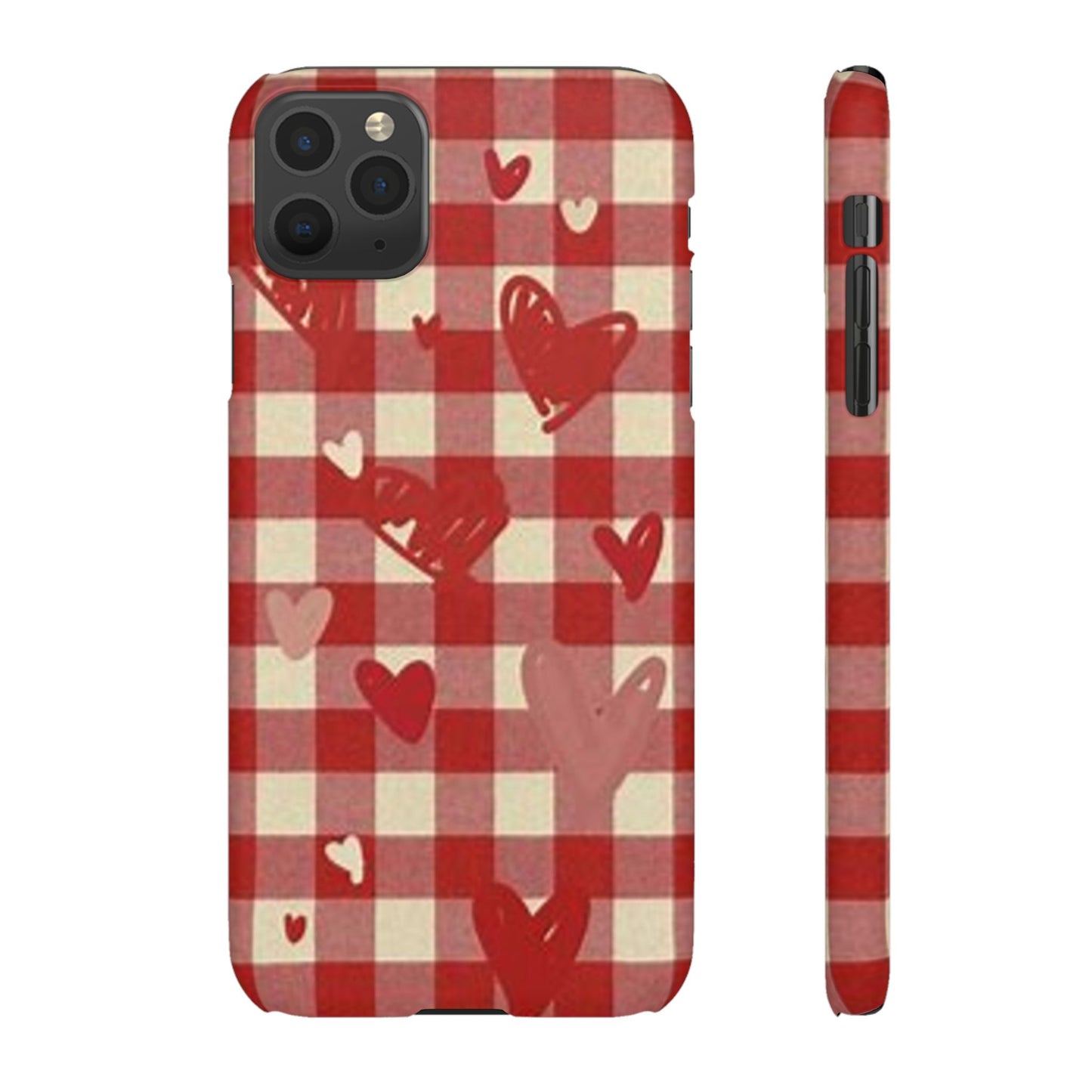 red plaid hearts phone case