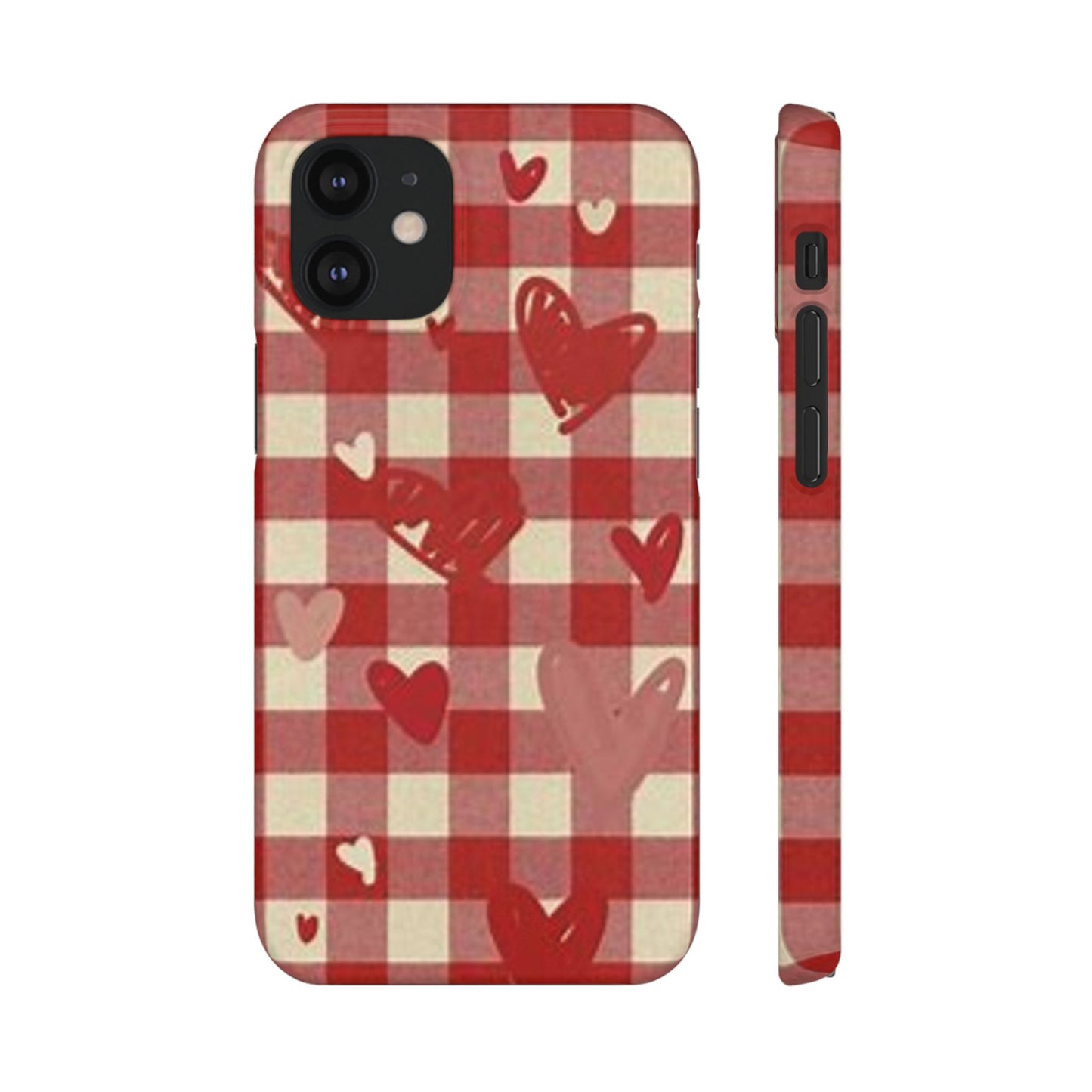 red plaid hearts phone case