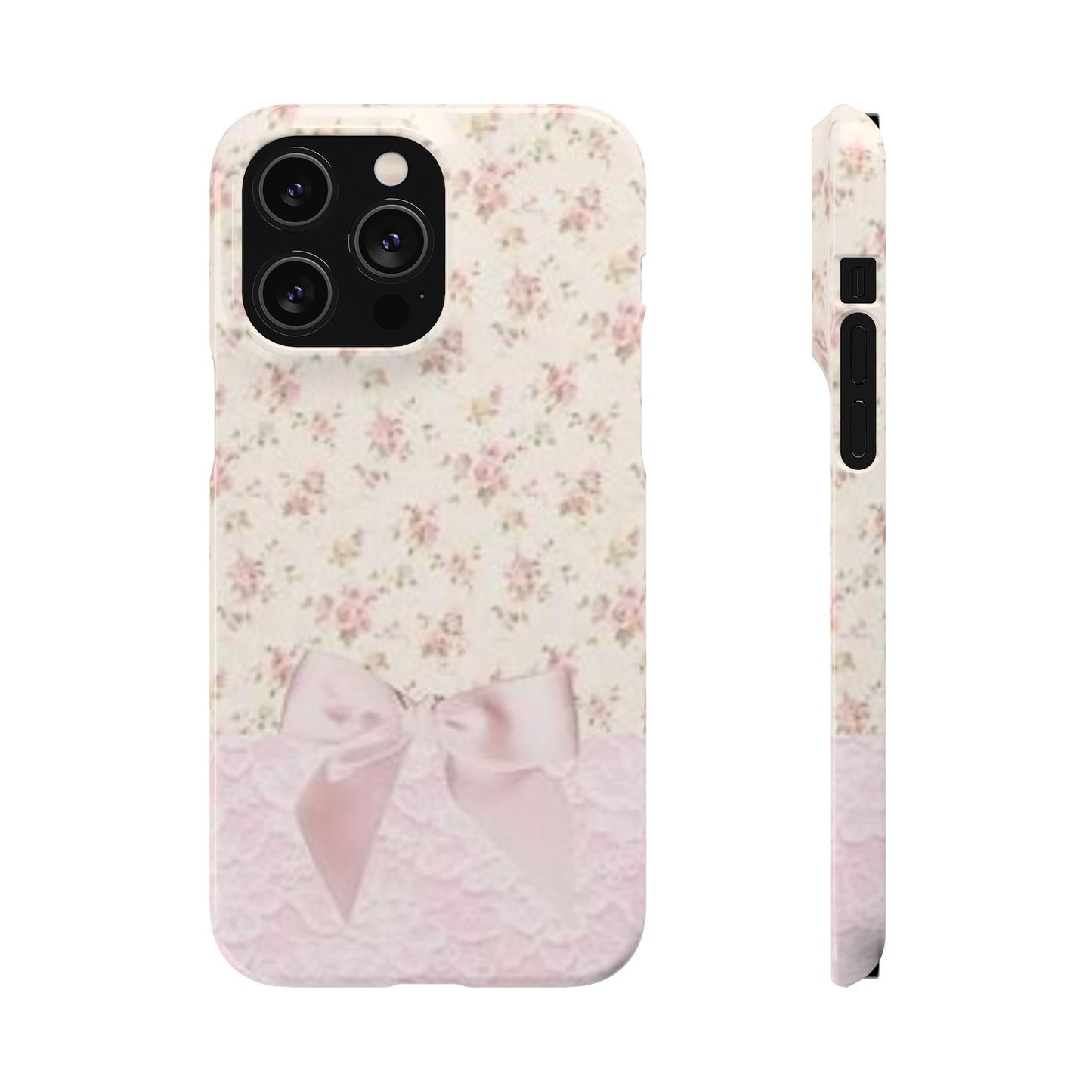 pink flower lace bow phone case