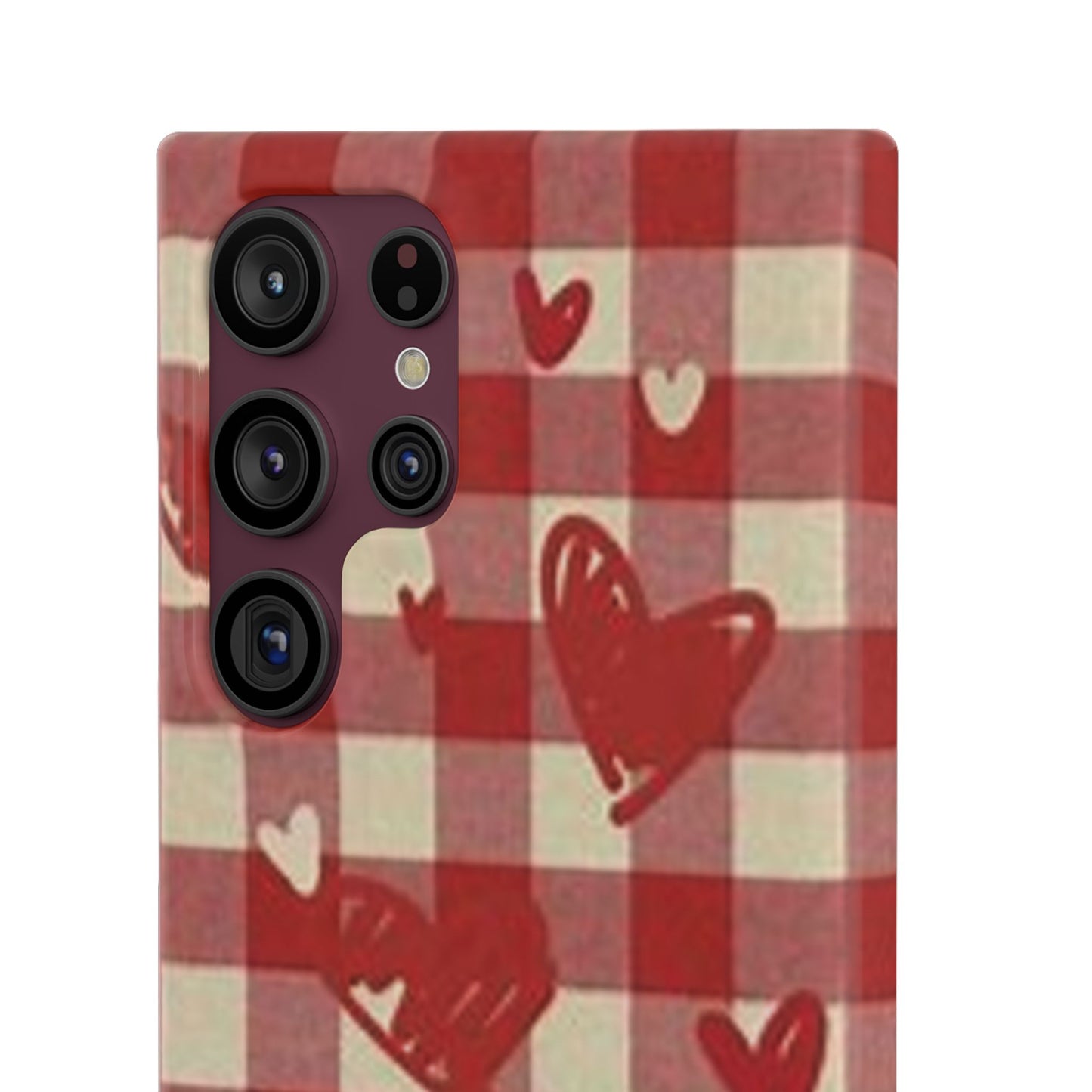 red plaid hearts phone case