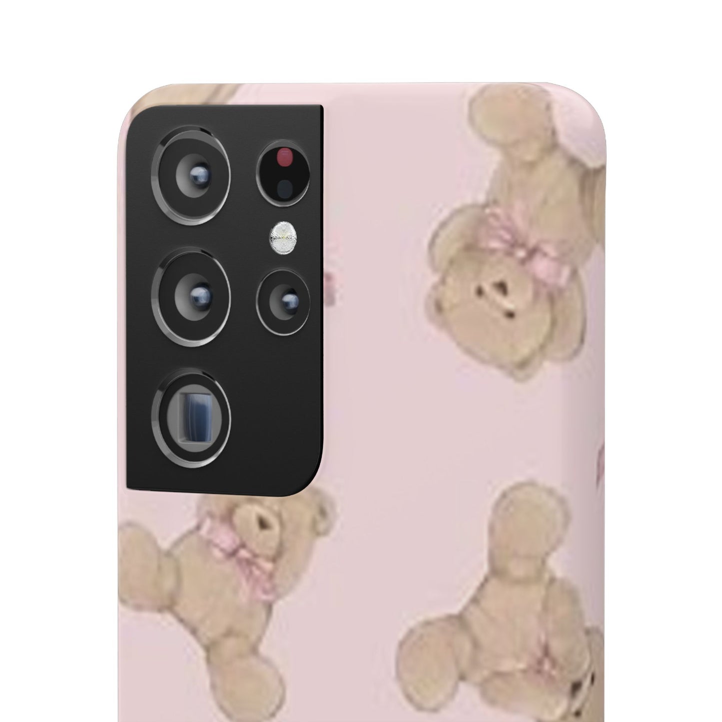 pink background teddy bear phone case