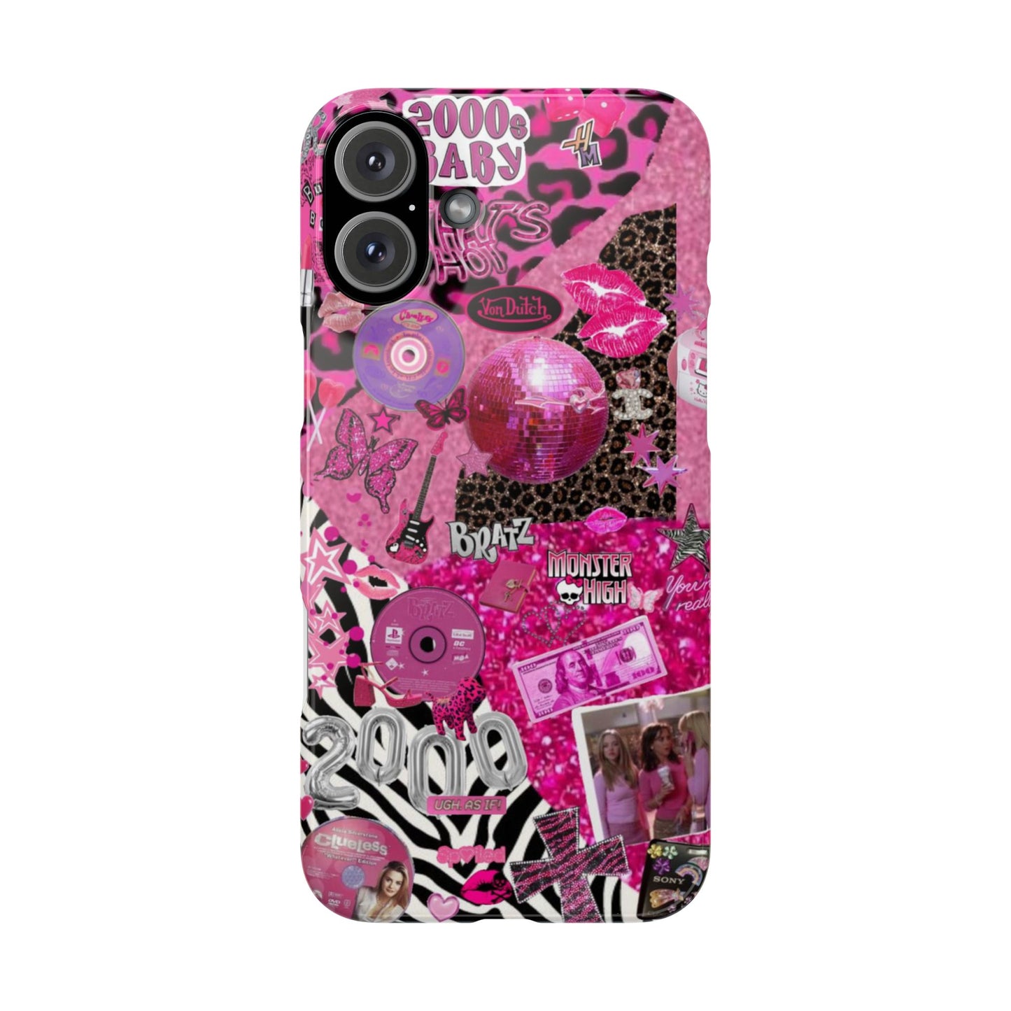 y2k trashy pink phone case