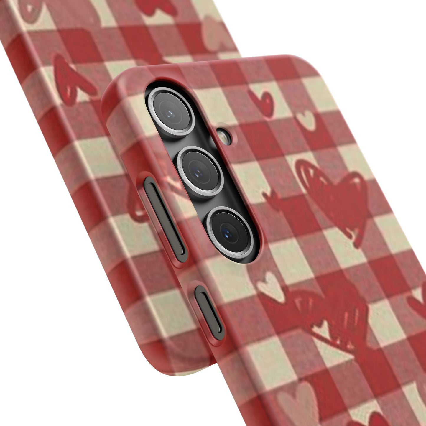 red plaid hearts phone case