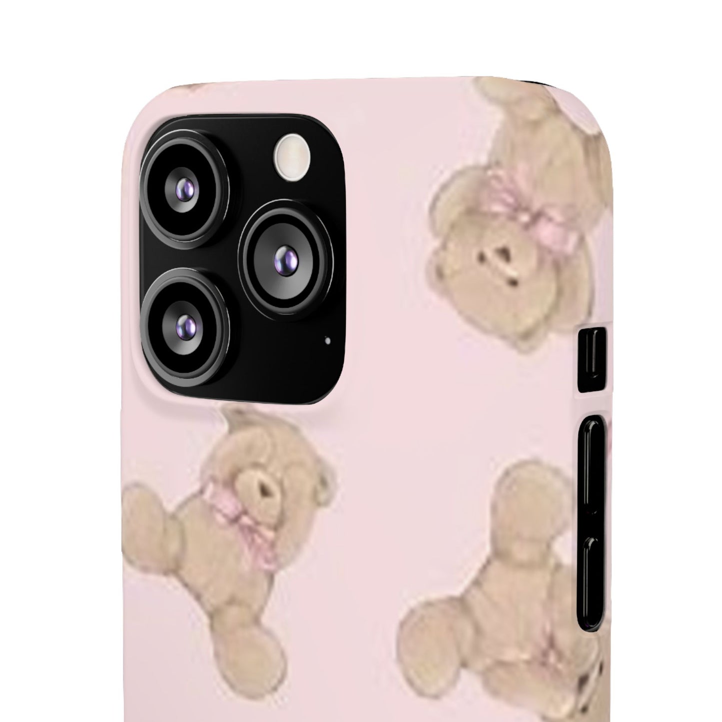 pink background teddy bear phone case