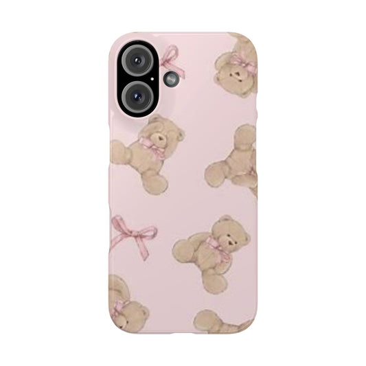 pink background teddy bear phone case