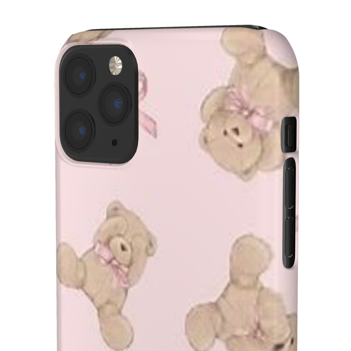 pink background teddy bear phone case