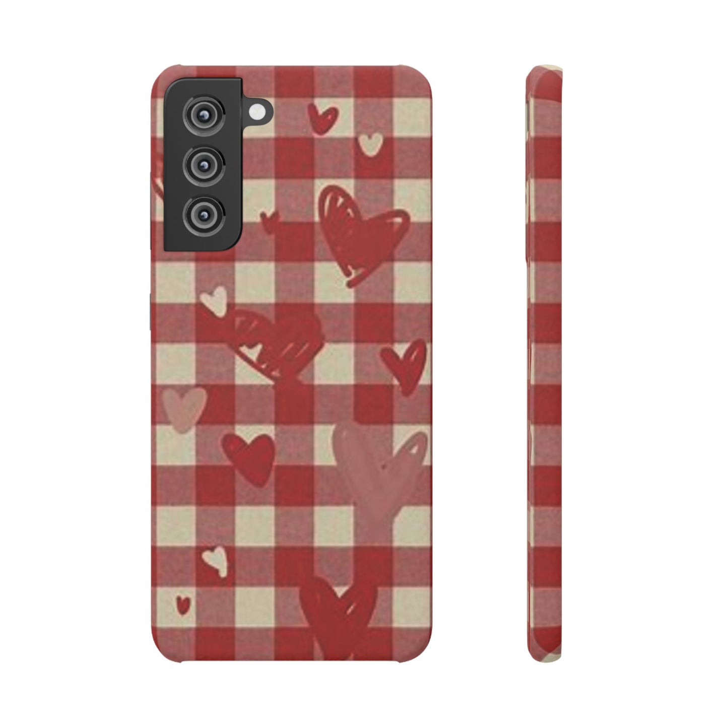 red plaid hearts phone case