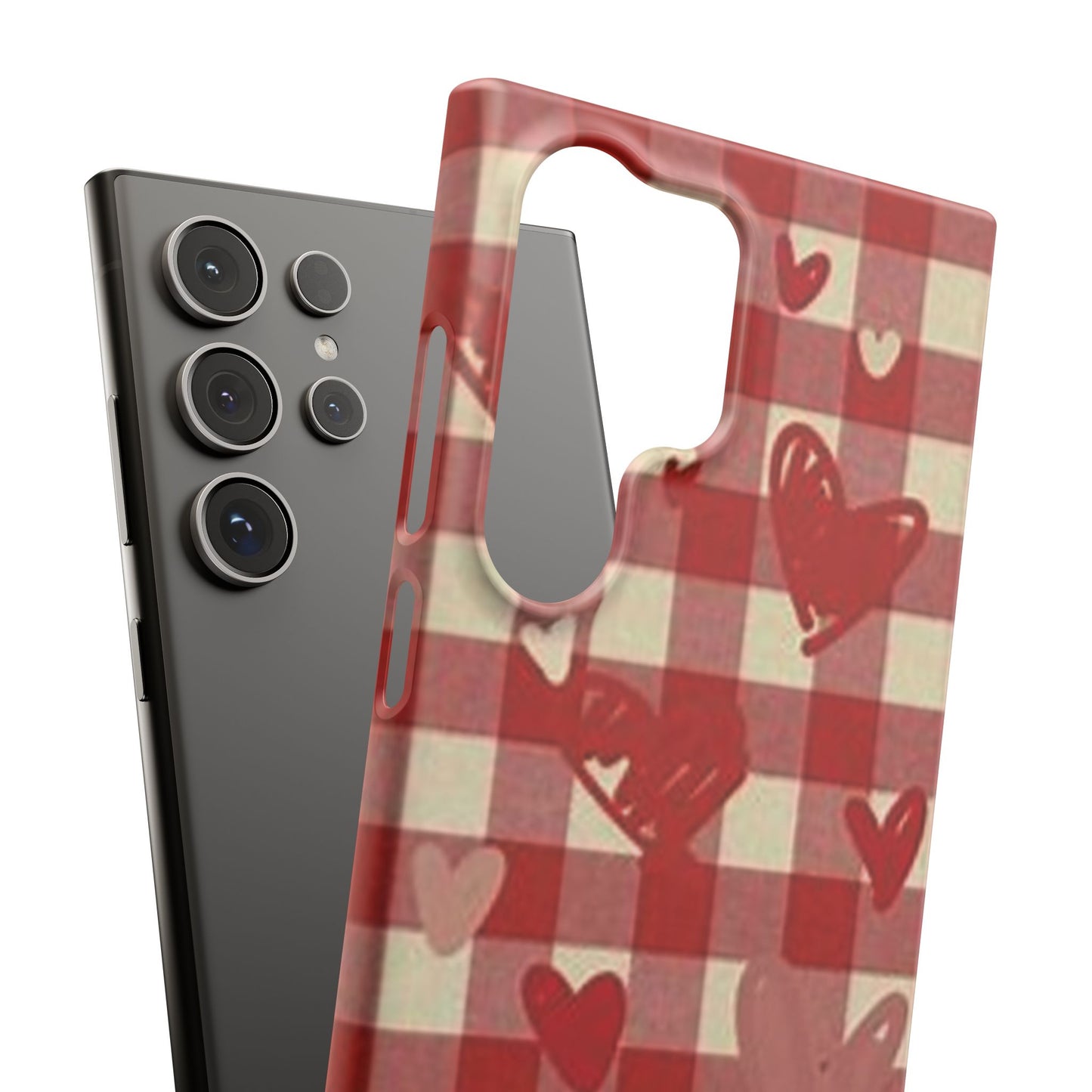 red plaid hearts phone case