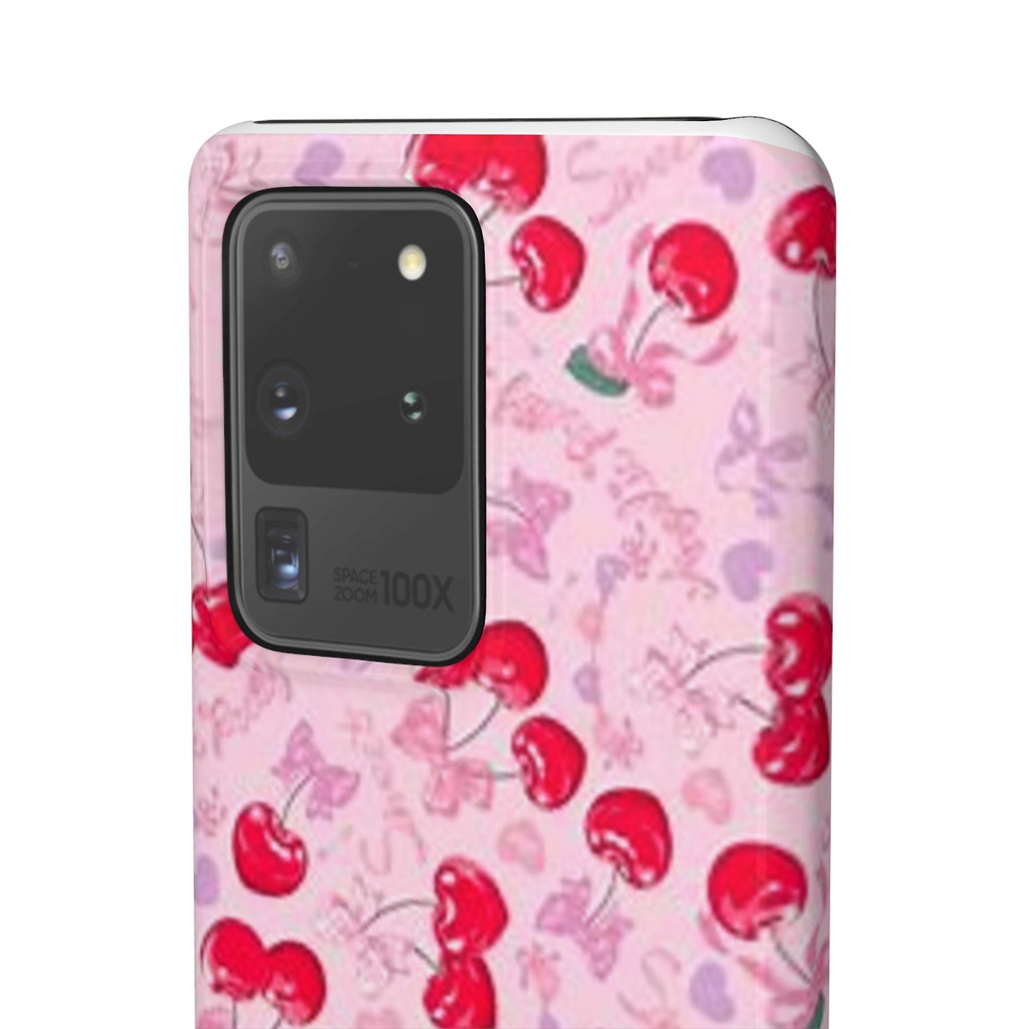 pink bow tied cherry pattern phone case