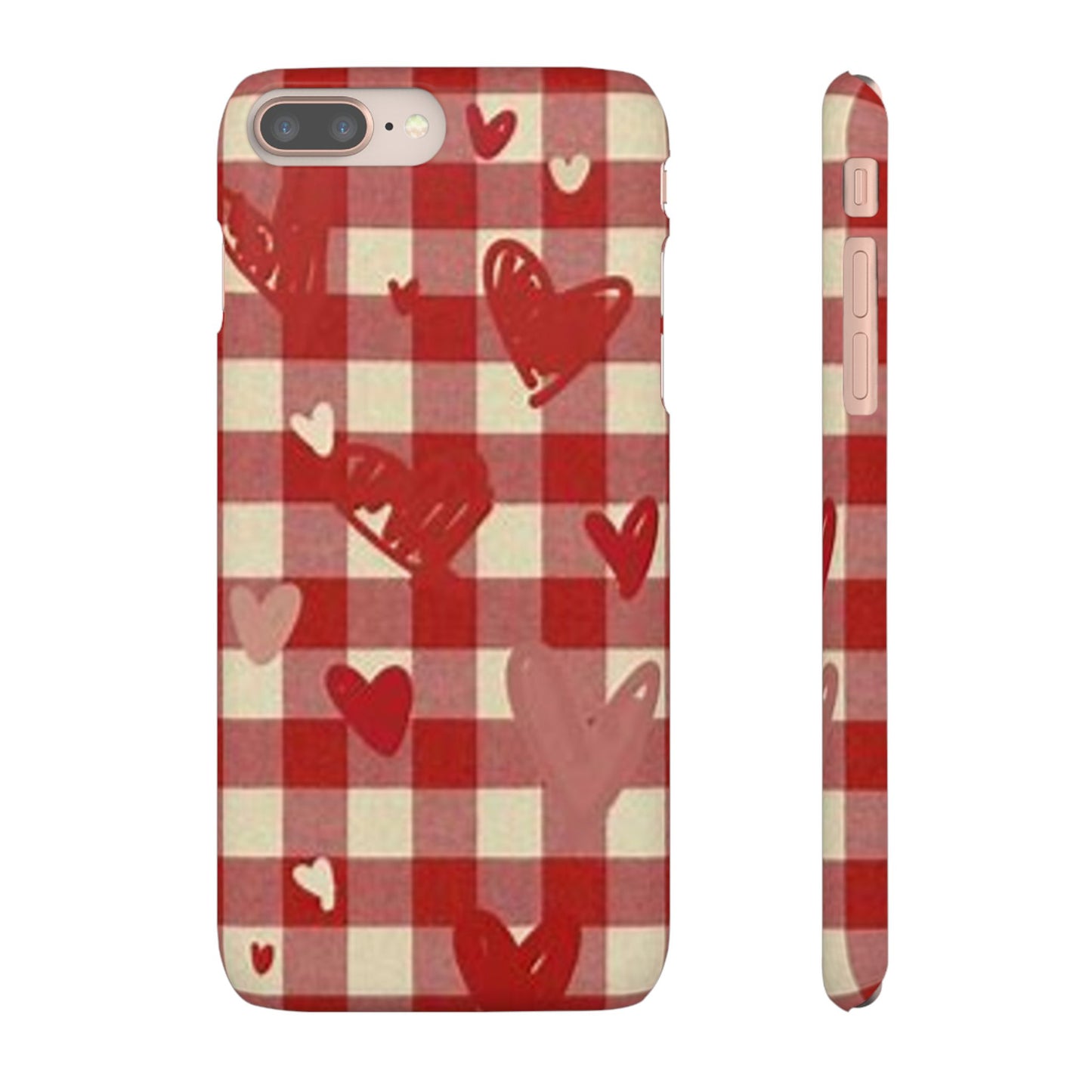 red plaid hearts phone case