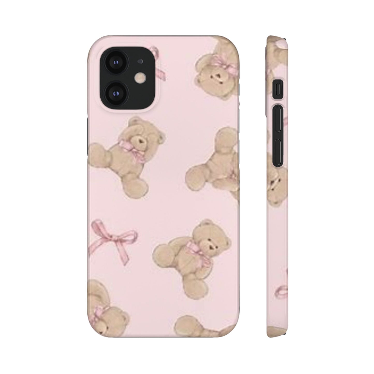 pink background teddy bear phone case