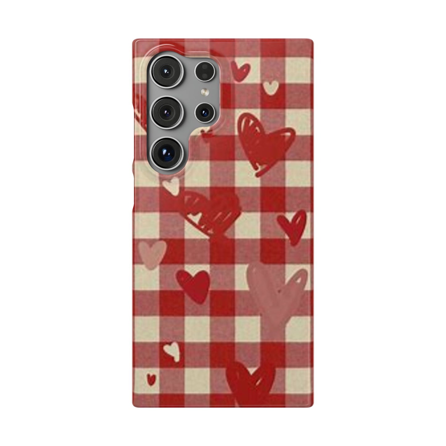 red plaid hearts phone case