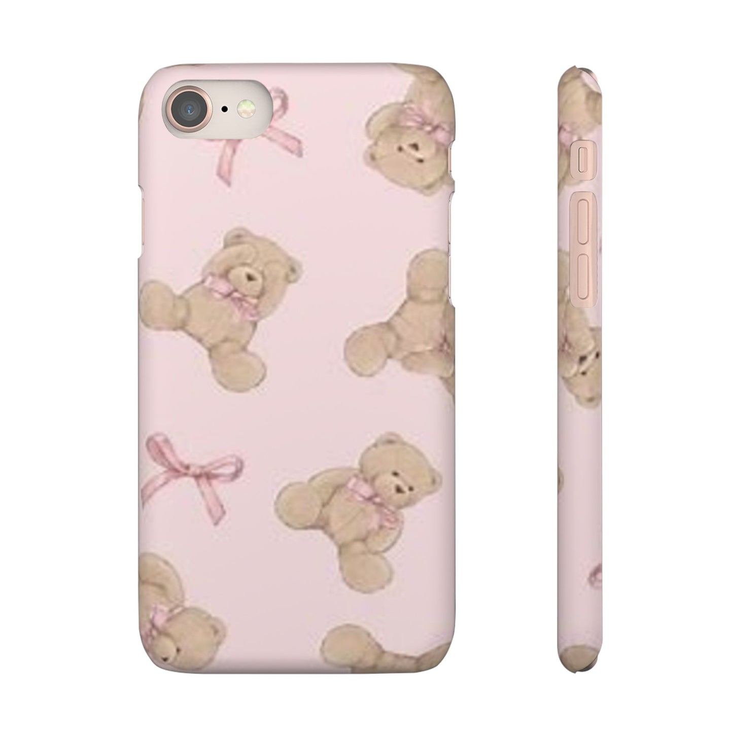 pink background teddy bear phone case